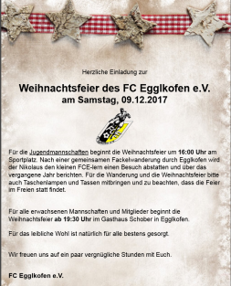 Einladung zur FCE Weihnachtsfeier